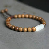 Green Sandalwood Jade Beads Buddhist Meditation Bracelet
