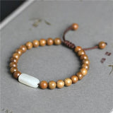 Green Sandalwood Jade Beads Buddhist Meditation Bracelet