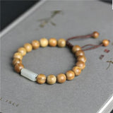 Green Sandalwood Jade Beads Buddhist Meditation Bracelet