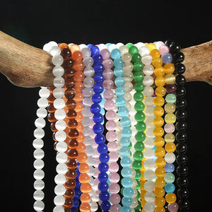 4-12mm Natural Multicolor Cat's Eye Beads Loose Spacer Beads for DIY Bracelet