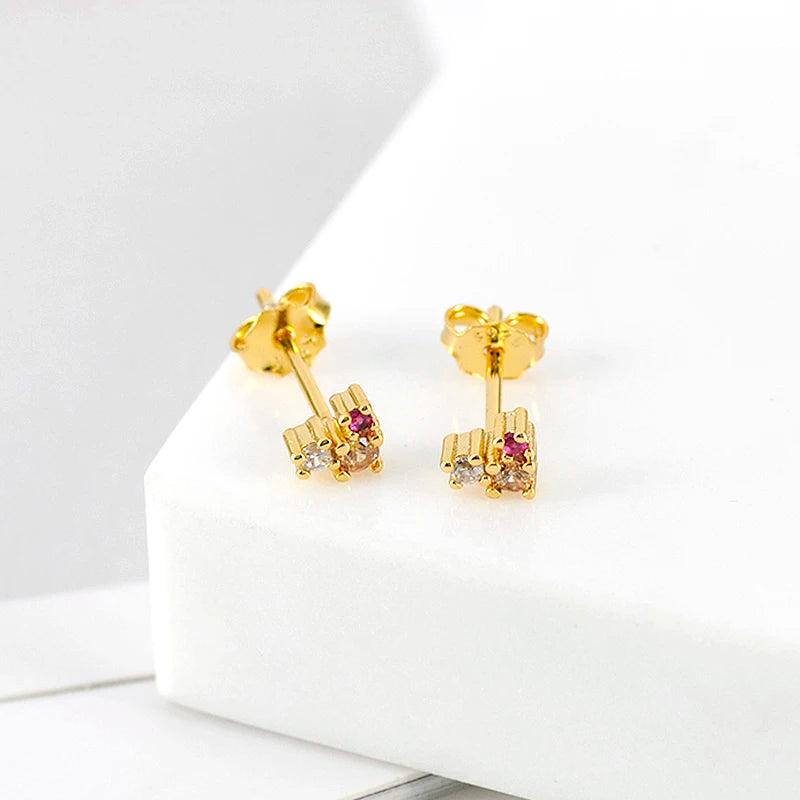 925 Silver Crystal Zircon Stud Earrings Women Jewelry
