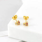 925 Silver Crystal Zircon Stud Earrings Women Jewelry