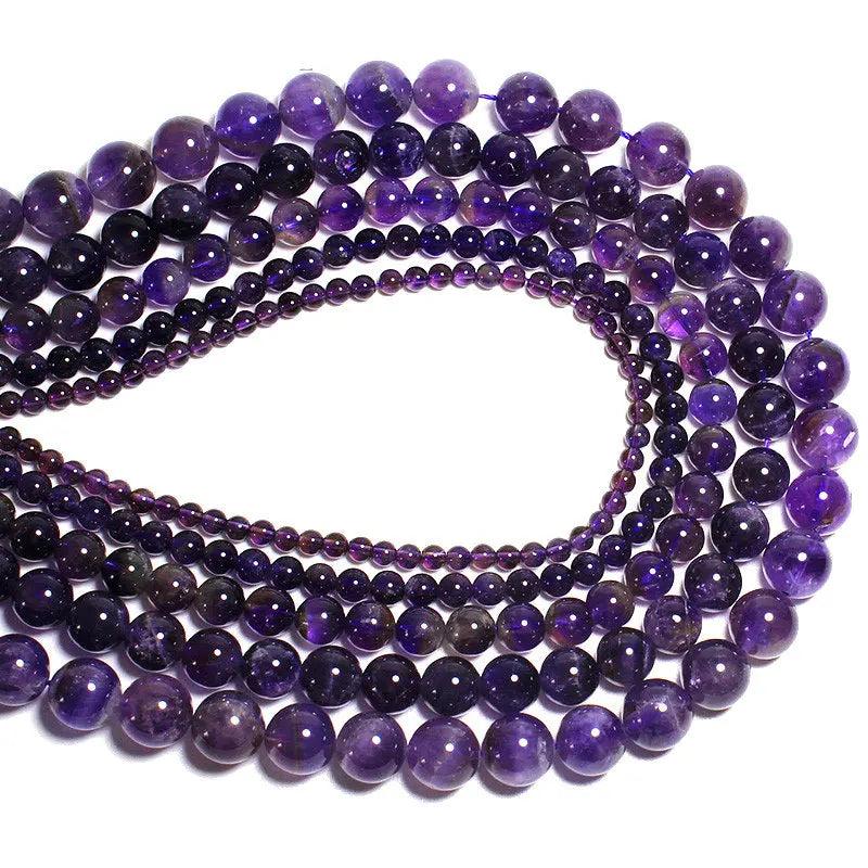 Natural Stone Round Bead 4/6/8/10/12mm Stripe Agate Tiger Eye Crystal Amethyst