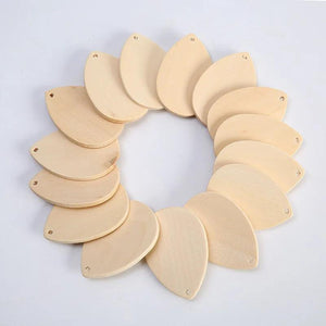 10Pcs Natural Teardrop Wood Chips Earring Ornaments