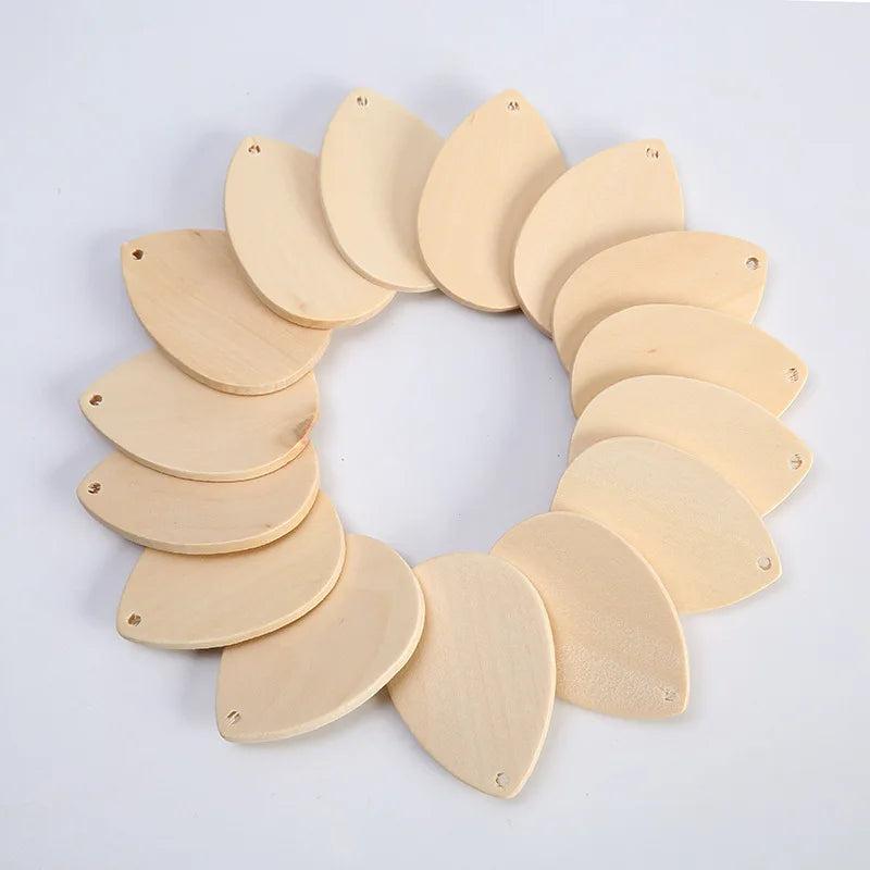 10Pcs Natural Teardrop Wood Chips Earring Ornaments