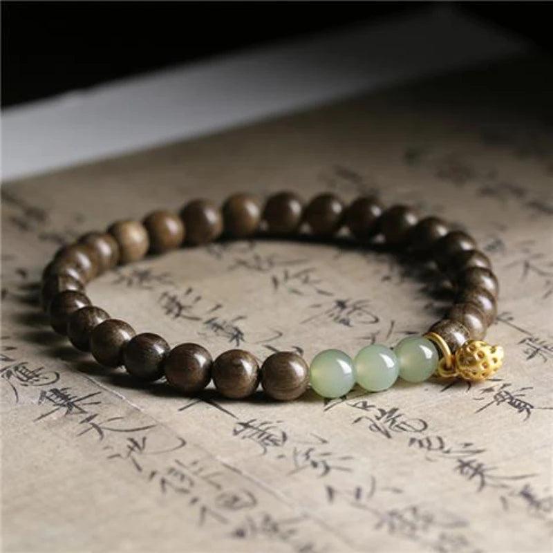 Gloomy Wood Beads Bracelet Strawberry Hetian Jade Lucky Bead Buddha