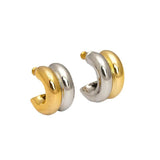 Peri'sbox Two Tone Polished Thick Earrings for Women