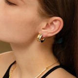 Peri'sbox Two Tone Polished Thick Earrings for Women