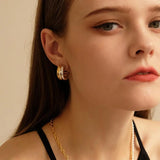 Peri'sbox Two Tone Polished Thick Earrings for Women