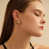 Peri'sbox Two Tone Polished Thick Earrings for Women