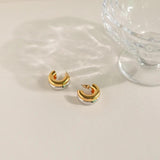 Peri'sbox Two Tone Polished Thick Earrings for Women