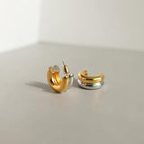 Peri'sbox Two Tone Polished Thick Earrings for Women