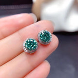 Green Moissanite cz Stud Earrings Real Filled Jewelry