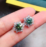 Green Moissanite cz Stud Earrings Real Filled Jewelry