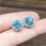 Green Moissanite cz Stud Earrings Real Filled Jewelry