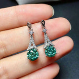Green Moissanite cz Stud Earrings Real Filled Jewelry
