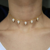 925 Silver Tear Cz Charm Choker Necklace for Women