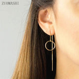 Circle Threader Earrings Pull Through Earrings Adjustable Length