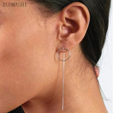 Circle Threader Earrings Pull Through Earrings Adjustable Length