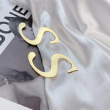 Ethnic Alphabet Initials Earrings Punk Stainless Steel Jewelry