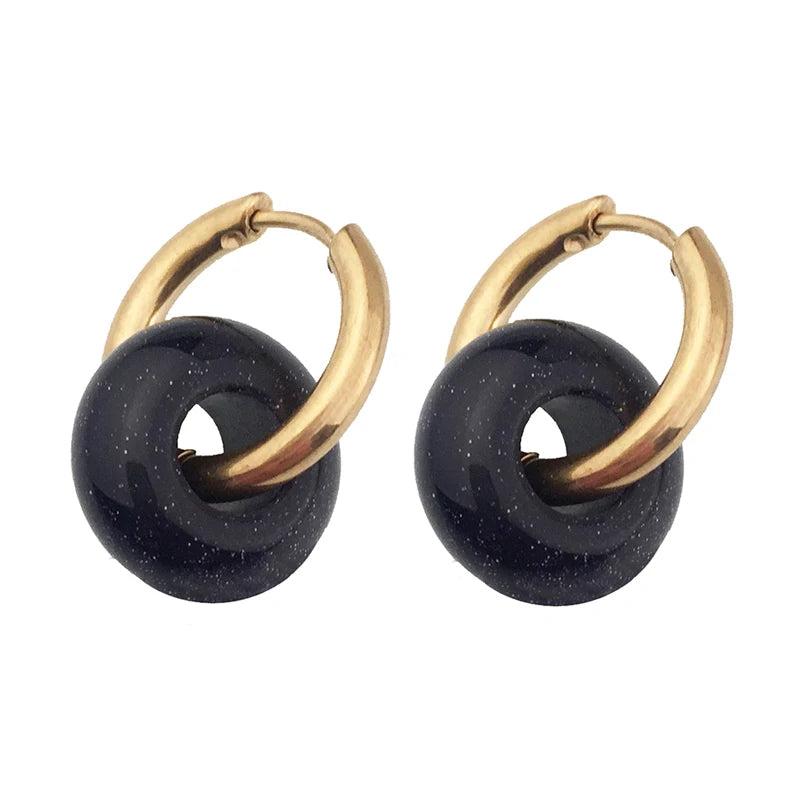 Bohemian Stone Dangle Hoop Earrings Statement Oorbel Jewelry