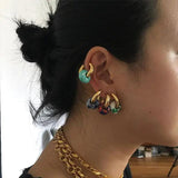 Bohemian Stone Dangle Hoop Earrings Statement Oorbel Jewelry