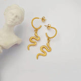 Delicate Gold-color Snake Earrings High Stainless Steel Accessories