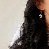 Delicate Gold-color Snake Earrings High Stainless Steel Accessories