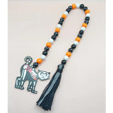 Halloween Wooden Bead Wreath Kitten Pendant Beaded With Tassel