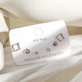 Zircon Cube Stud Earrings Set For Women Delicate 6 Pieces Jewelry