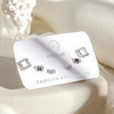 Zircon Cube Stud Earrings Set For Women Delicate 6 Pieces Jewelry