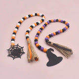 Halloween Wooden Beads Wreath Spider Hat DIY Party Decor