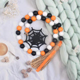Halloween Wooden Beads Wreath Spider Hat DIY Party Decor