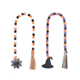 Halloween Wooden Beads Wreath Spider Hat DIY Party Decor