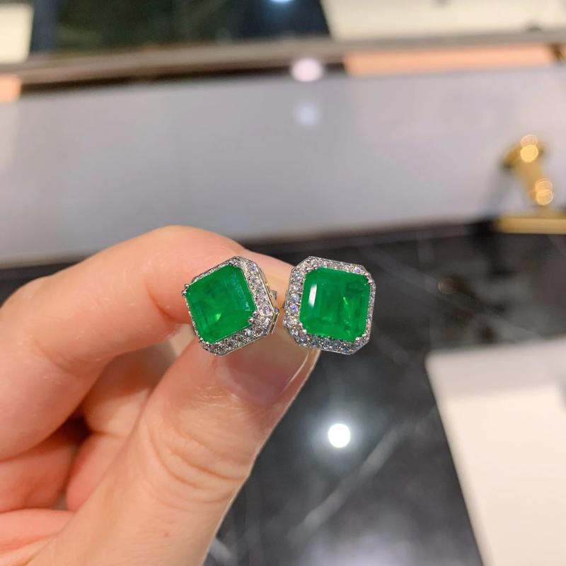 Emerald Paraiba Tourmaline Square Earring Diamond Gift