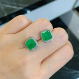 Emerald Paraiba Tourmaline Square Earring Diamond Gift