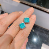 Emerald Paraiba Tourmaline Square Earring Diamond Gift