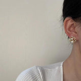 Spring Camellia Pearl Earring Hollow Jewelry