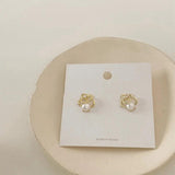 Spring Camellia Pearl Earring Hollow Jewelry