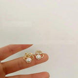 Spring Camellia Pearl Earring Hollow Jewelry