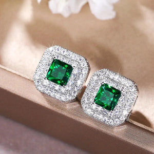 925 Silver Needle Stud Earrings Cubic Zirconia Bridal Wedding Brincos