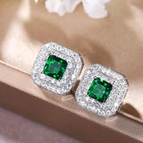 925 Silver Needle Stud Earrings Cubic Zirconia Bridal Wedding Brincos
