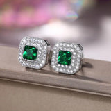 925 Silver Needle Stud Earrings Cubic Zirconia Bridal Wedding Brincos