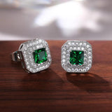 925 Silver Needle Stud Earrings Cubic Zirconia Bridal Wedding Brincos