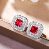 925 Silver Needle Stud Earrings Cubic Zirconia Bridal Wedding Brincos