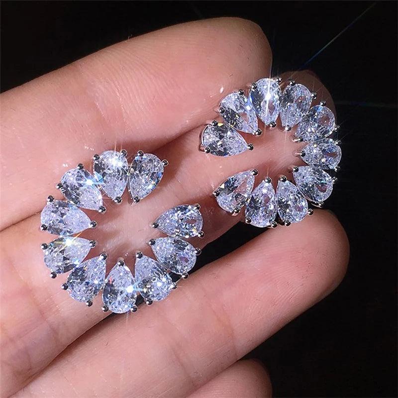 Women's Water Drop CZ Earrings Party Gift Jewelry