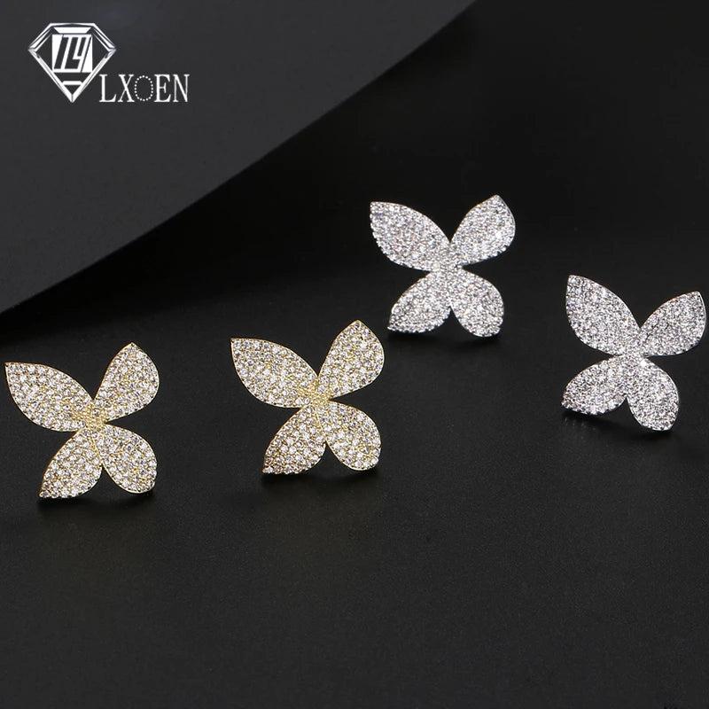 Butterfly CZ Zirconia Stud Earrings for Women