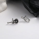 925 Silver Guitar Note Stud Earrings Wedding Jewelry