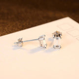 925 Silver Emerald Cut CZ Stud Earrings Geometric Design Classic Ear Studs