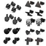 9 Pairs Skull Spike Ear Studs Earrings For Men Women